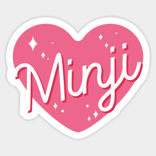 Newjeans new jeans Minji name typography pink heart Tokki Bunnies |Morcaworks Sticker